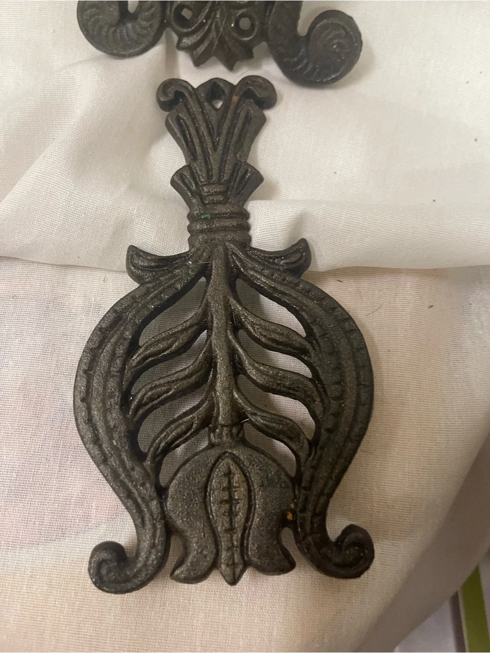 Vintage Wilton Mini Black Ornate Cast Iron Footed Wall Decor Set of 4